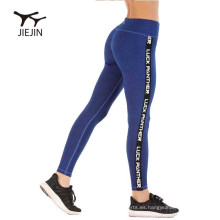 Mujeres medias de gimnasio Sport Sport Use Palabras laterales personalizadas Leggings de cintura alta Entrenamiento